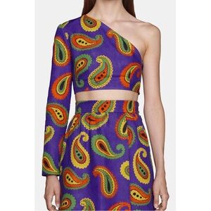 NWT Authentic Gucci cashew/paisley one shoulder women croptop/italy38